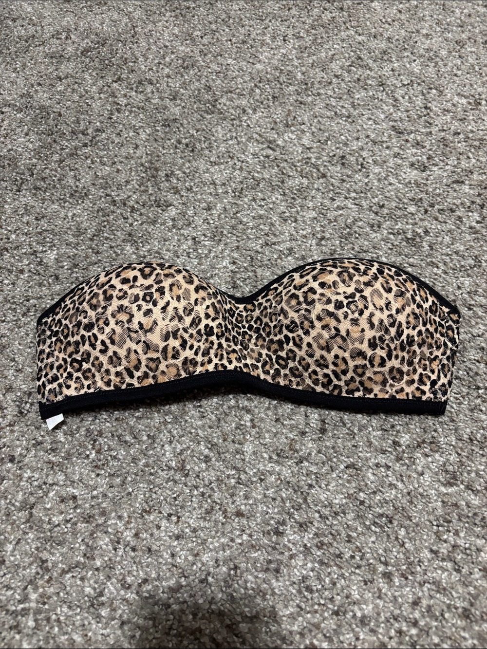 PINK Victoria's Secret Leopard Print Strapless Bandeau - Tan & Black